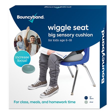 BOUNCYBANDS Big Wiggle Seat Sensory Cushion, Silver WS33SI